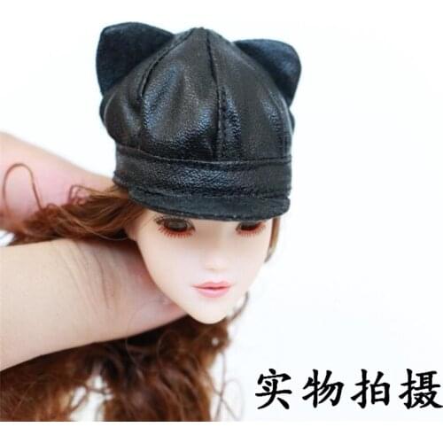In Stock For Sale 1/6th Trendy Black Hat With Cat Ears For Sweet Cute Lovely Girl Doll Accessories