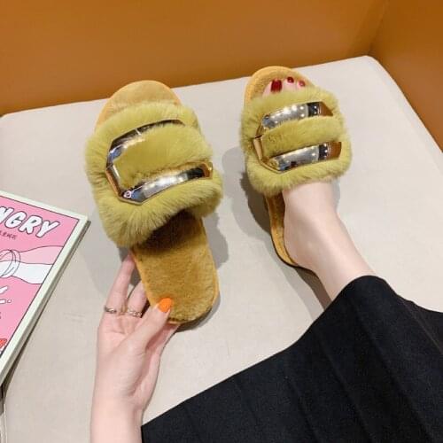 2021 spring new couple home floor cotton slippers home non-slip fur slippers ladies plus size slippers