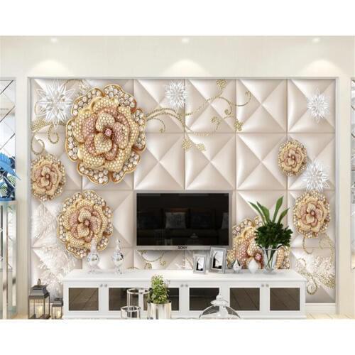 Beibehang Custom wallpaper 3d mural soft bag modern minimalist diamond flower jewelry wall 5d mural papel de parede 8d wallpaper