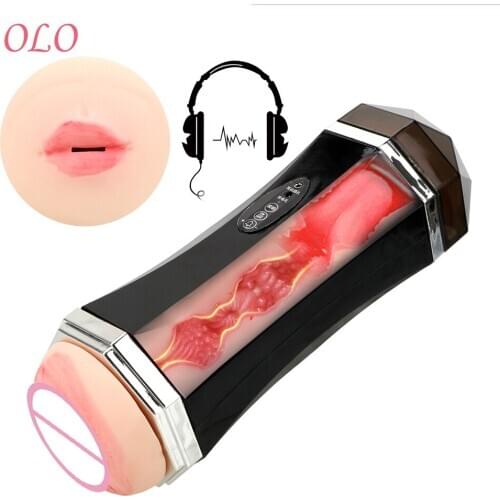 OLO Voice Aircraft Cup Real Pussy Vibrator Sex Machine Oral Vagina Sex Toys for Men Blowjob Pussy Sucking Male Masturbation