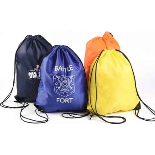 Wholesale 500pcs/Lot 2018 Fashion Kids DIY Nylon Backpacks Drawstring Bags 210D Polyester Travel-Bag With Logo Printing