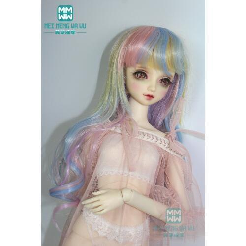 Fashion doll wigs for 1/3 1/4 1/6 BJD/SD doll hair dolls Accessories rainbow curls