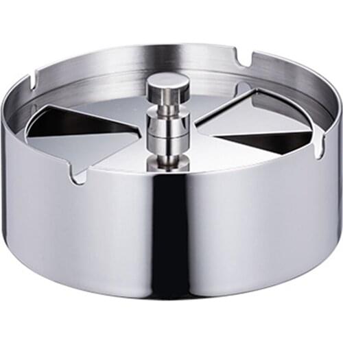 Ashtray With Windproof Spinning Lid Stainless Steel Cigarette Ashtray For Smokers Indoor Office Decor