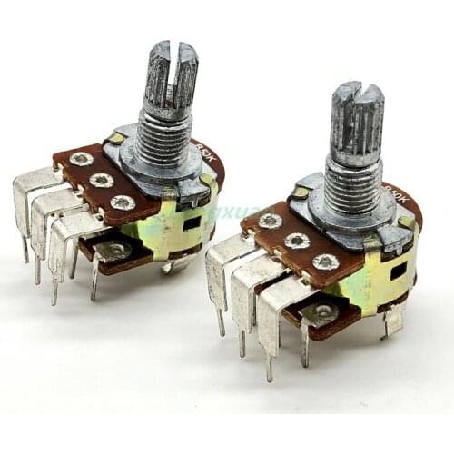 2pcs 148 16 Type Dual Volume Potentiometer Switch B50K B10K Plum Axis 15MM D1010
