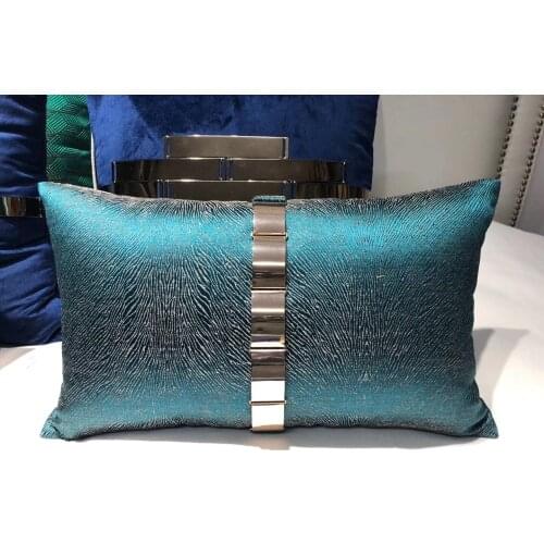 INS Luxury Simple Cushion Cover Home Decorative Cushions For Living room Cojines Sofa Gold Metal Pillow Case 30x50cm