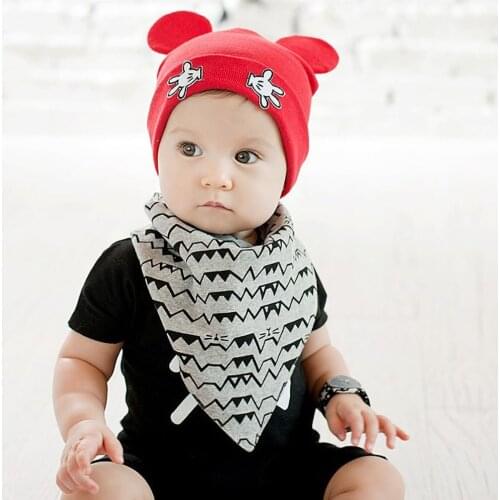 Cute Cartoon Baby Hat with Ears Autumn Winter Hat for Kids Cotton Warm Newborn Accessories Toddler Photography Props Baby Beanie