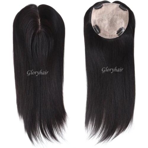 GLORYHAIR - TP32- 14 inches Silk Top Hair Pieces Natural Straight Human Hair Women Toupee