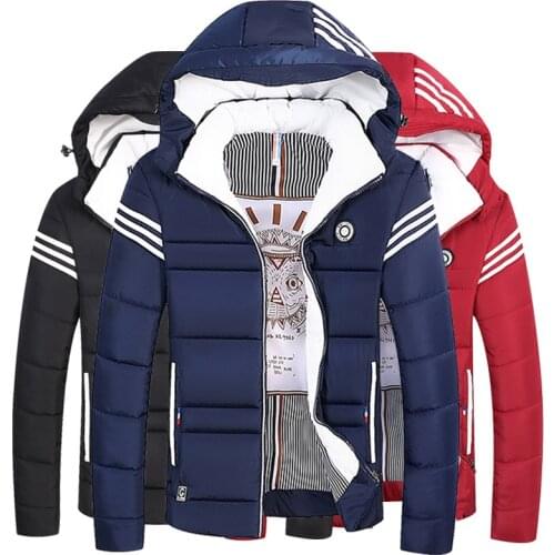 Warm Cotton Jacket Single-breasted Casual Thick Warm Hooded Jacket Mens Winter Thick Short Coat Youth Plus Size 4XL