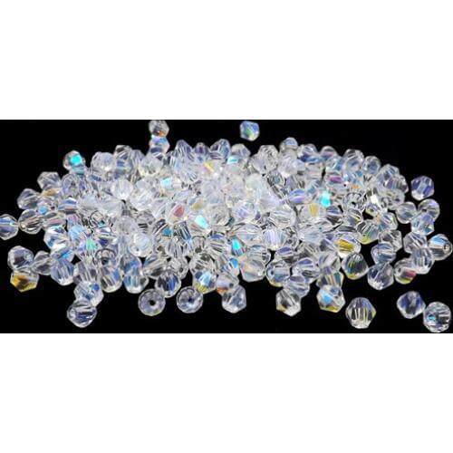 TianBo 4mm 1000pcs AAA Bicone Upscale Austria Clear crystal AB Colour plating Loose bead bracelet Jewelry Making Accessories DIY