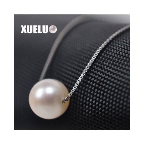 XUELUO Sterling Silver Chain with one Natural Freshwater Pearl Pendant Necklace ,free shipping
