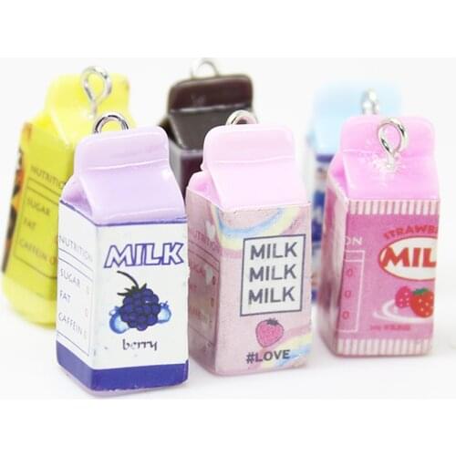 Yamily 10Pcs/Resin Milk Dollhouse Charm Simulation 3D Milk Cup Pendant Jewelry For DIY Earring Bracelet Keychain Making