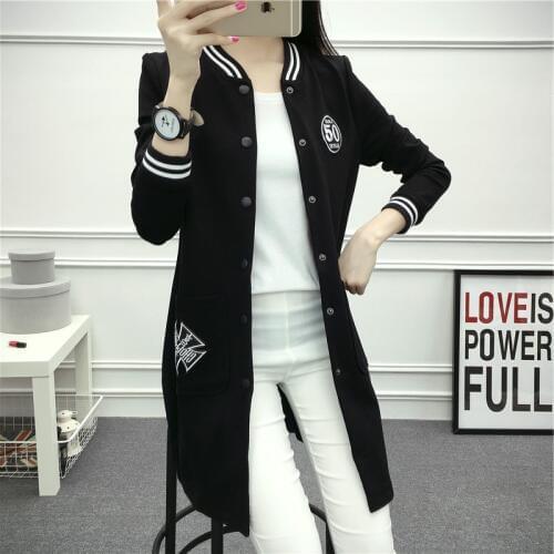 2019 spring and autumn new womens long section was thin baseball uniform womens jacket jacket wild student casual slim jacket