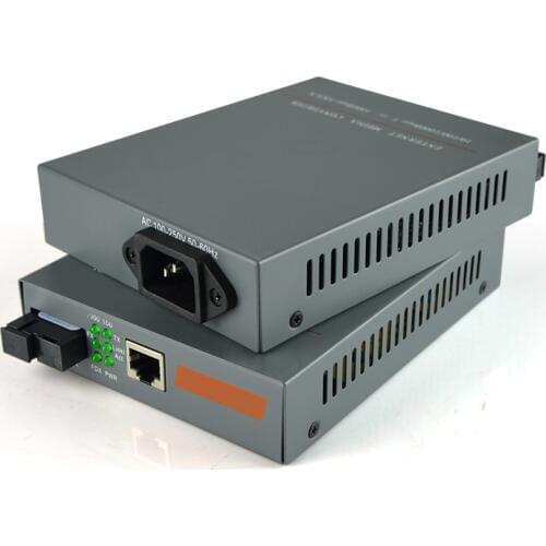 1pair HTB-4100AB 10/100/1000M 20KM Simplex mode Fiber Optic RJ45 Enternet Media Converter Netlink fiber optic transceiver