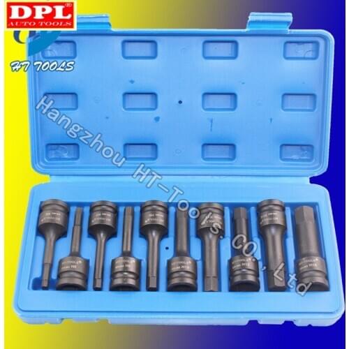 10pcs 1/2" DR long black hex impact bit socket H5 H6 H7 H8 H9 H10 H11 H12 H14 H16 H17 H18 H19