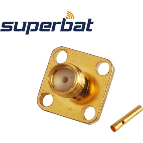 Superbat 10pcs SMA Jack Panel Mount 4-hole Connector Solder for Semi-rigid Cable .141'' RG402
