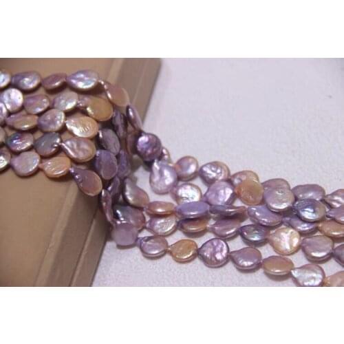 12-13mm Big Size Button Shape Loose Pearl Necklace Real Pearl Strand String 38cm Long DIY Jewelry Necklace/Bracelet