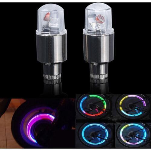2pcs Neon Lights Color Tyre Wheel Valve Cap Light LED Lamp Flash Car Tire Valve Caps Air Cover Tire Rim Valve Wheel Stem Cap