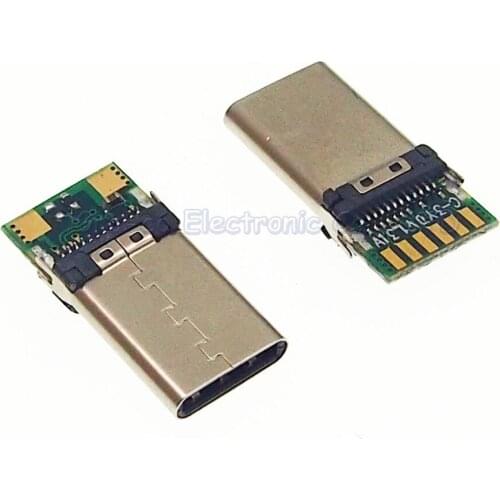 2pcs USB-C female socket USB 3.1 Type C male plug With PCB board connector