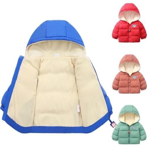 2020 warm winter baby girls jacket kids boys Hooded coats Plus thick velvet clothes infant clothing childrens jackets Keep warm