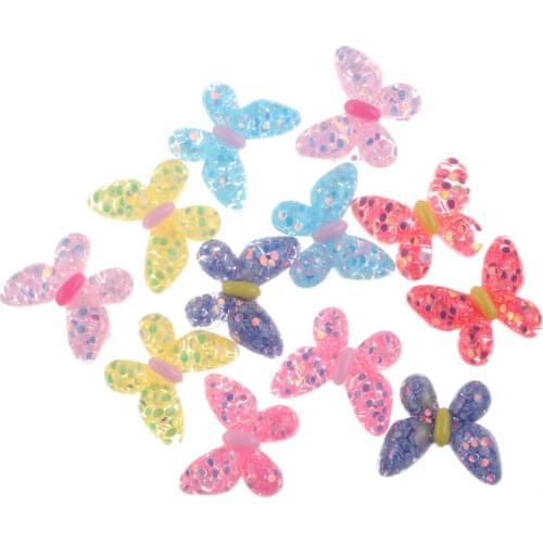 50Pcs 17x20mm Clear Resin Butterfly Cabochon Flatback Decoration Crafts Embellishments For Scrapbooking Diy Accessories