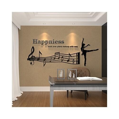 Ballet stave Acrylic wall stickers 3D stereoscopic Notes Wall Stickers Bedroom living room den sofa background decoration