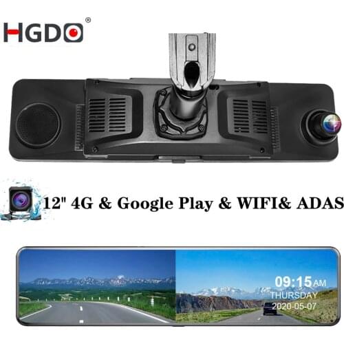 HGDO 12" 4G Car DVR Rearview Mirror Android 8.1 GPS Auto Registrar WiFi 2+32G FHD 1080P Dash Camera Driving Video Recorder