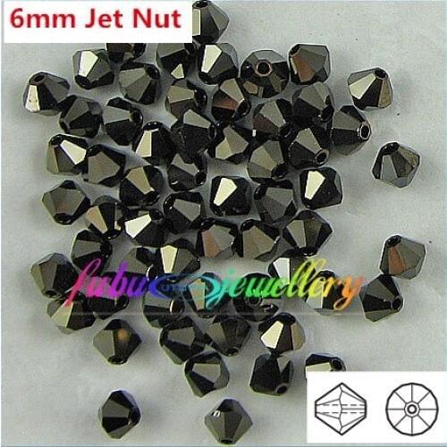 Free Shipping! 288pcs/Lot, AAA Chinese Top Quality 6mm Jet Nut Crystal Bicone Beads
