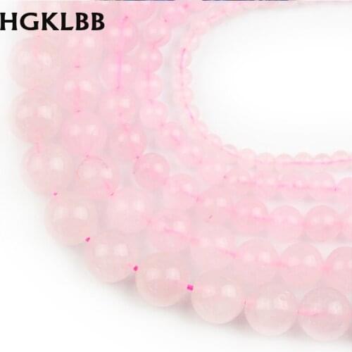 HGKLBB Pink crystal Natural stone Round Loose beads Beads For Jewelry Making 4/6/8/10/12mm Bracelets Necklace accessories DIY