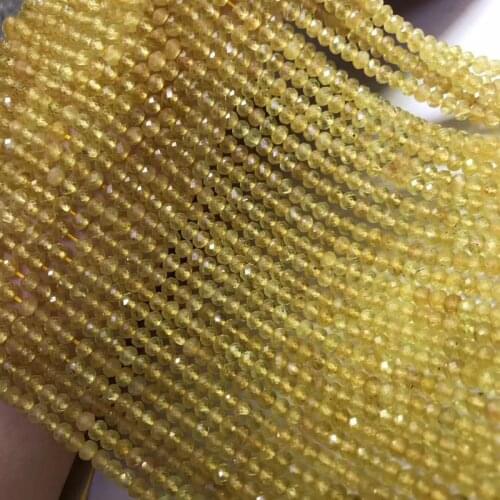 Loose beads yellow roundel faceted Apatite 4*3mm round for DIY jewelry making FPPJ wholesale beads nature