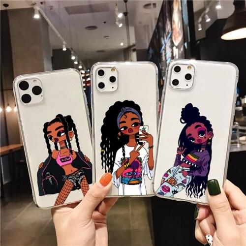 Crown girl Afro Melanin Poppin black girl Phone Cover for iPhone 12pro 11pro max 12mini Xr Xs Max 6 6s 7 8plus 5S SE TPU shell