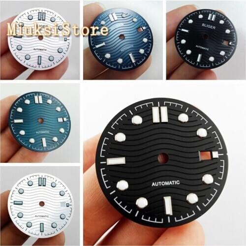 1PCS 31mm sterile blue black silver watch dial Fit NH35 NH36 automatic movement