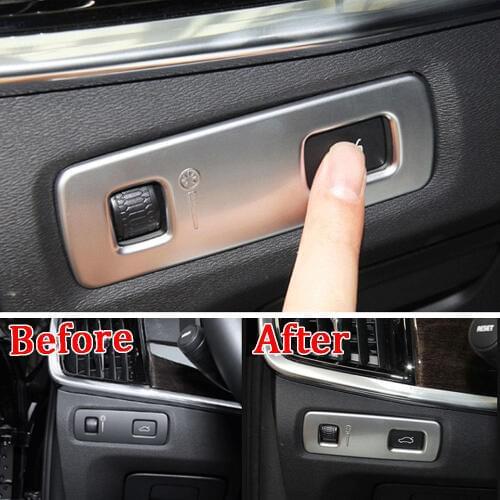 For Volvo XC90 2015-2018/XC60 2018 1pc Matte Silver Head Light Lamp Switch Cover Frame Interior Trim Decorative Accessories