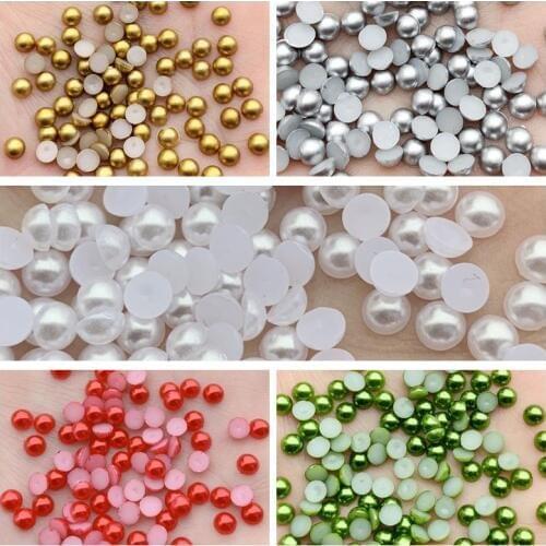 600pcs/bag 4mm ABS Imitation Pearl Half Round Flatback for DIY Craft Jewelry Findings Making -D42