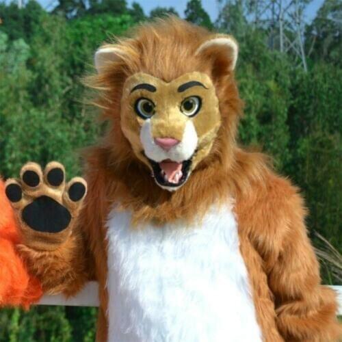 Lion Mascot Costume Fursuit Cosplay Animal Halloween Party Dress Lifelike Adults Unisex Cosplay Hallowen Christmas Gifts