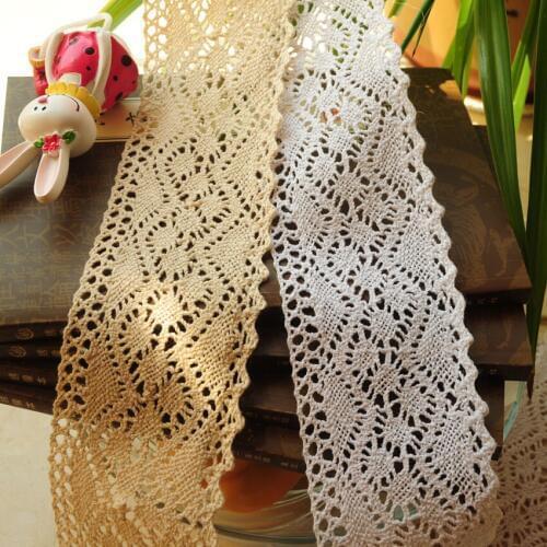 6 yards / lot Beige white pure cotton lace linen cotton lace curtains excipients wholesale wide 8CM GRL0420