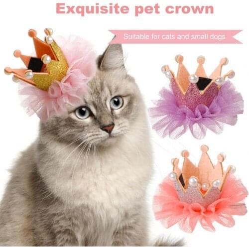 Cute Creative Pet Crown Decor Delicate Anti-fall Pet Headgear Princess Dog Hairpin Cats Dog Birthday Party Clothes Decor