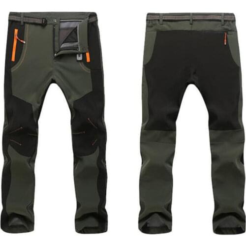 Mens Autum Winter Cargo Pants Thicken Fleece Military Trousers Waterproof Sport Soft Shell Trouser Plus Velvet Casual Army Pants