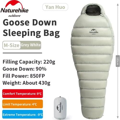 Naturehike FIREWORKS Winter 850Fp Mummy Sleepingbag Goose Down Thickened 9℃~-9℃ Outdoor Keep Warm Ultralight Portable Adult