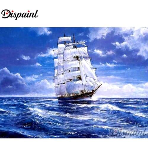 Dispaint Full Square/Round Drill 5D DIY Diamond Painting "Boat scenery" Embroidery Cross Stitch 3D Home Decor A11013