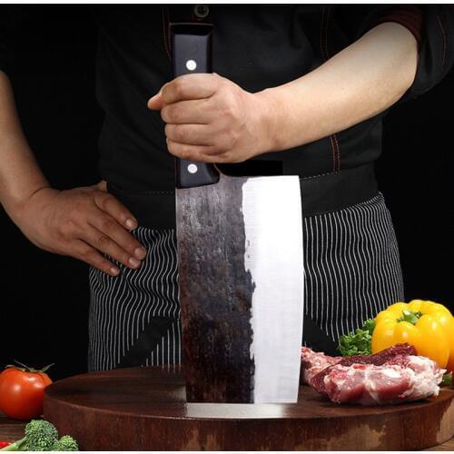 LiangDa Butcher Knife High Carbon Clad Steel Chop Knife Handmade Forged Chinese Cleaver With Full Tang Handle Chef Cooking Tools