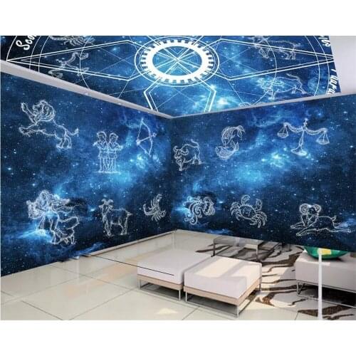 Beibehang Custom wallpaper photo starry sky 12 constellation universe theme childrens room full house walls mural 3d wallpaper