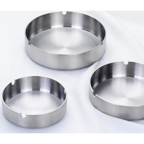 Wholesale 100pcs Top Quality Fashionable Round Ashtray Metal Funny Ash Tray Creative Stainless Steel Ashtray