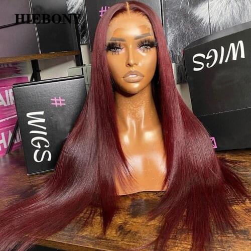 Burgundy Color Lace Front Human Hair Wigs with Baby Hair Brazilian Hair 99J 13x6 Lace Front Wigs Bleached Knots for Black Women