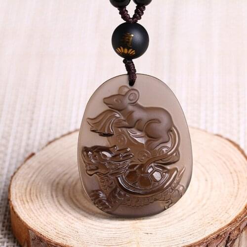 Tortoise offerings treasure obsidian pendant is a dragon 2017 lucky mascot