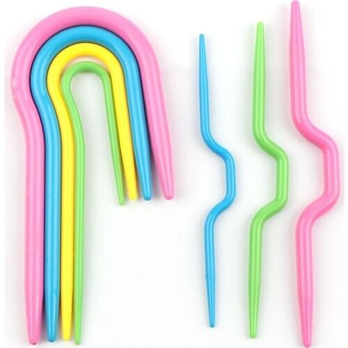 Mix Color Colorful 1Set Plastic Knitting Needles Sewing Tools Needlework Knitting Craft 4.6x10cm & 1.5x10.9cm For Child Colothes