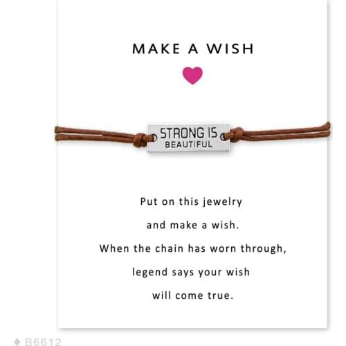 Hot Sale Adjustable Friendship Unisex Shine Bright Like a Diamondss Strong is Beautiful Fitness Crown Charm Bracelets for Women