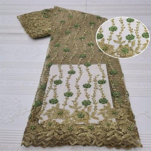 SJ Lace Handbeaded French Lace Fabric 2021 High Quality Lace Latest African Embroidery Tulle Lace Fabric Nigerian Lace jl3-21