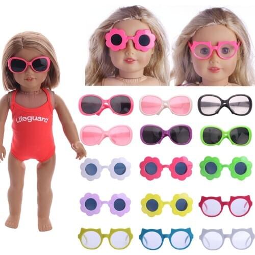 15 Colors Doll Sunglasses Solid Color Swimming Sunglasses For 18 Inch American Doll & 43 Cm Born Doll For Generation Girl`s Toy