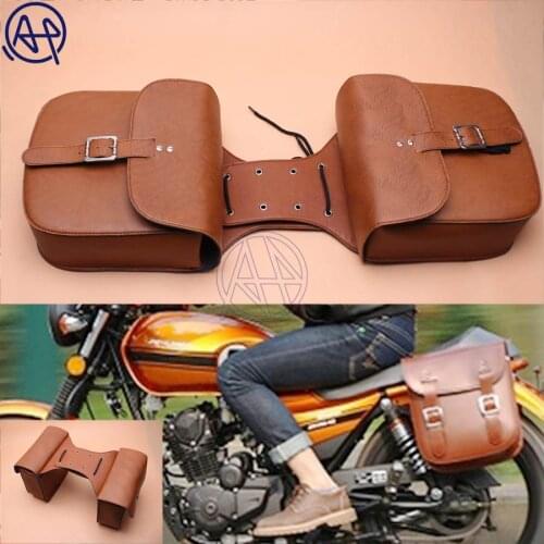 1pair Brown PU Leather Tool Bags Luggage Saddle Bag Universal For Harley Chopper Bobber Cruiser Dyna Softail Sportster Honda