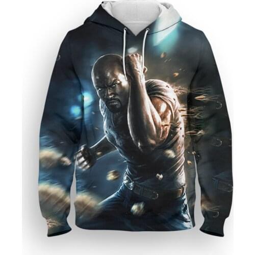 Luke Cage Men Hooded Sweatshirts Fashion Spring Autumn Marvel 3D Print Children Pullovers Streetwear Womens Hoodie